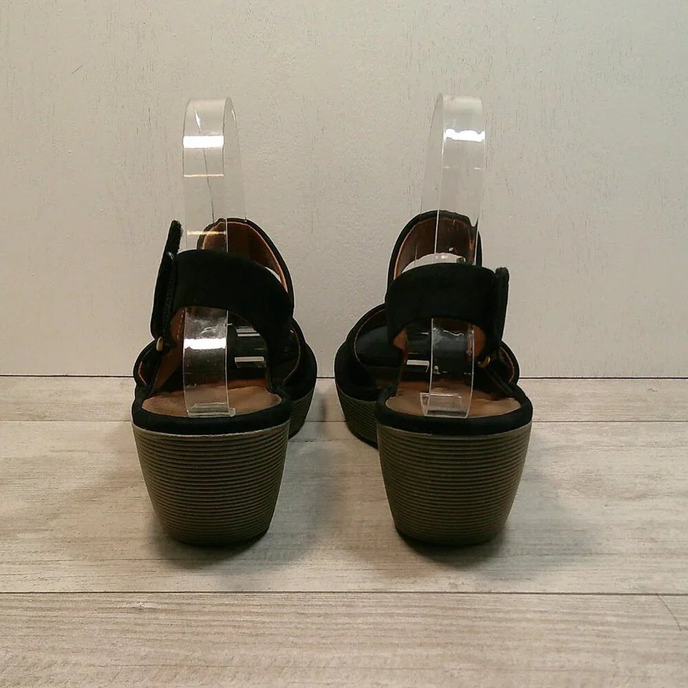 Clarks Women's Black Nubuck Clarene Allure Adjustable Ankle Strap Size 8 - Picture 6 of 10